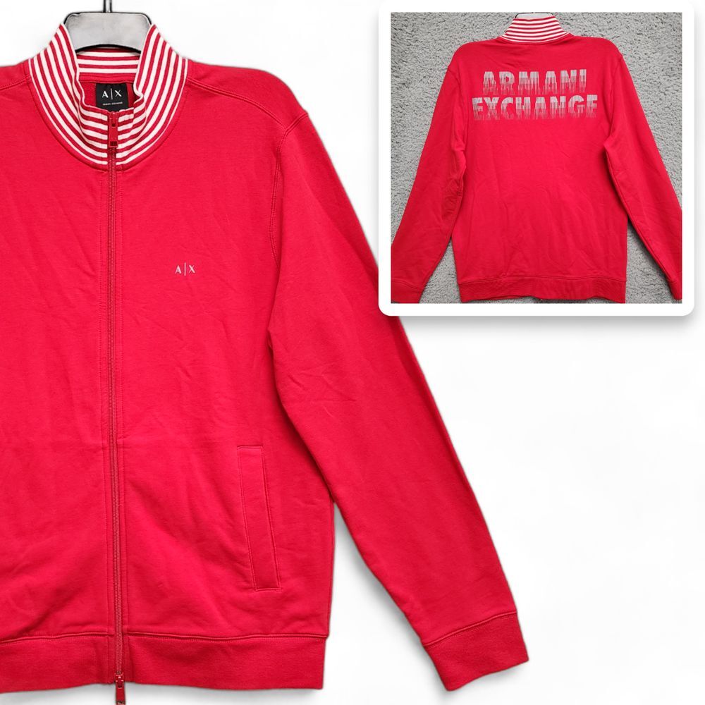 Armani Exchange Warm Up Track Jacket Men's Medium Red Back Spell Out Full Zip Up